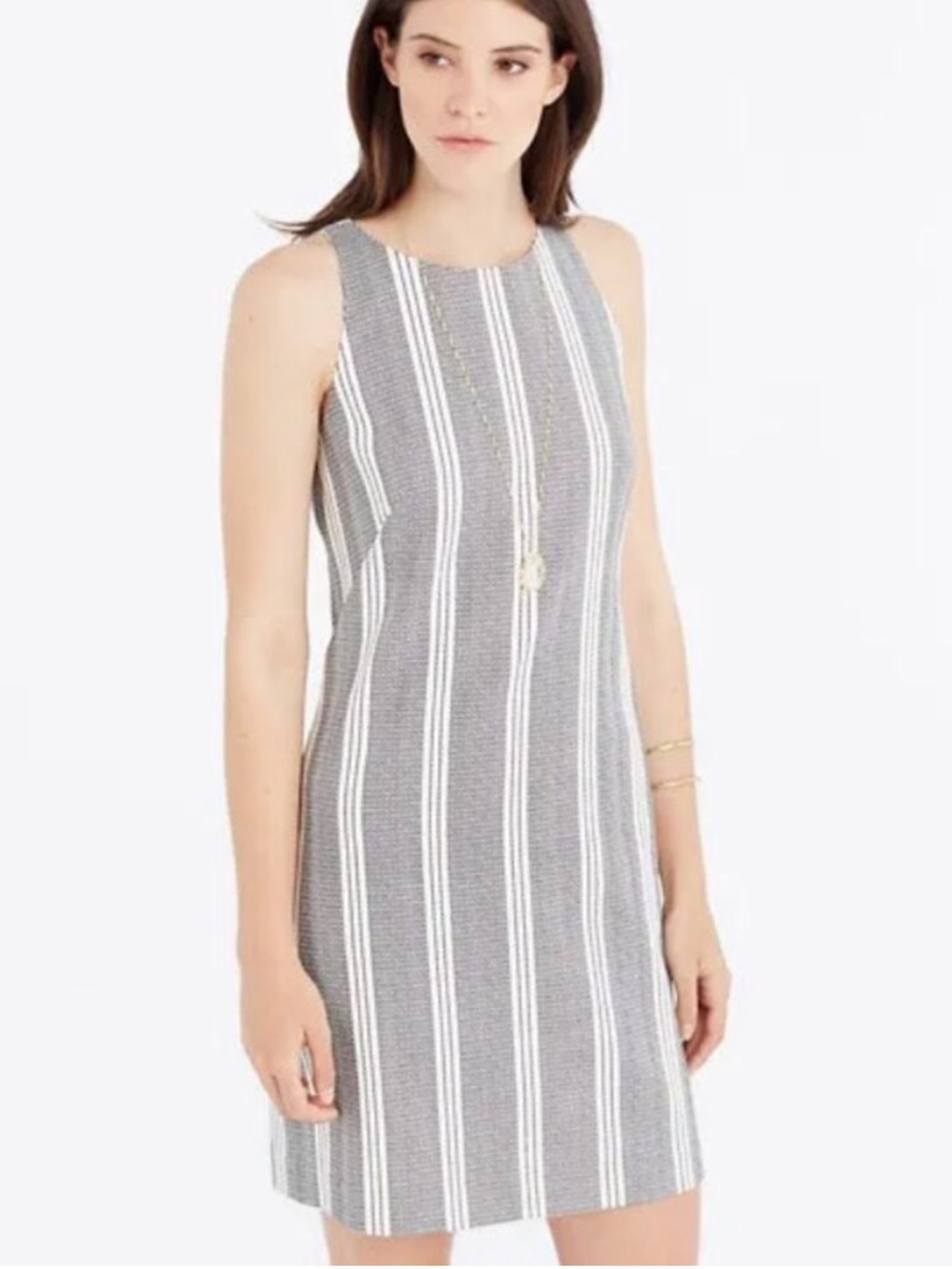 Ann Taylor Sleeveless Black & White Striped Shift Dress/4/ NWT